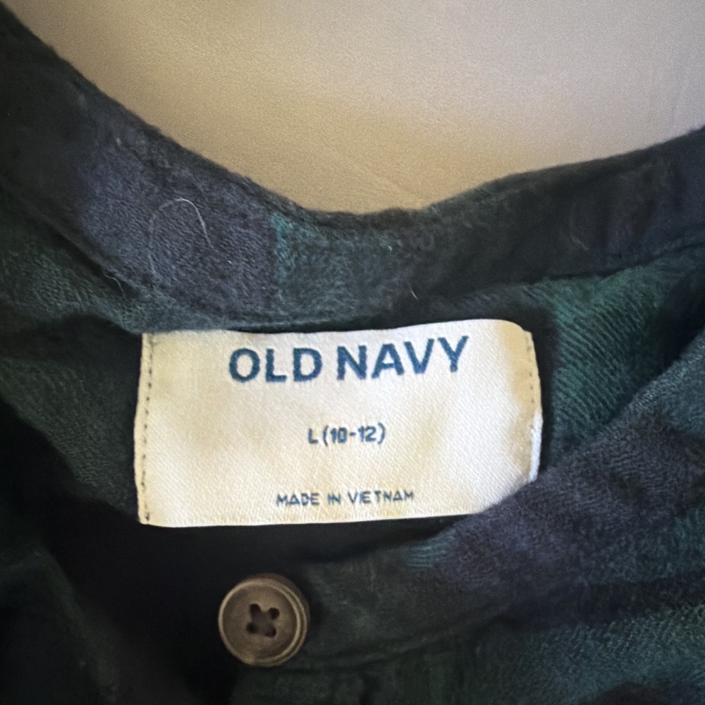 Old Navy Girls L 10/12 Blackwatch Tartan Plaid Blue Tiered Dress Long Sleeve - Picture 2 of 11